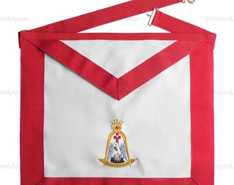 Grembiule del Rito Scozzese della Rosa Croce del 18° Grado - Bordi rossi con emblema colorato