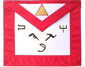 Grembiule del 6° grado del Rito Scozzese - Moire bianco e rosso
