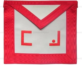 Grembiule da Maestro Massone del Rito Scozzese - Moire rosso con lettere massoniche