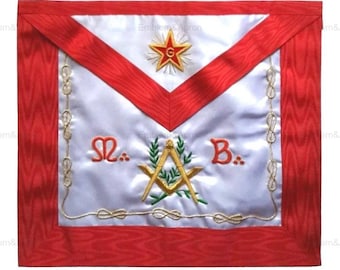 Grembiule da Maestro Massone del Rito Scozzese - Rosso Moire MB Stella Fiammeggiante