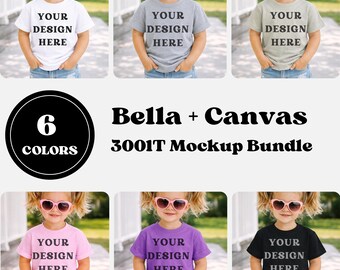 Bella Canvas 3001T Toddler Mockup Bundle | PNG Shirt Mockups | Kids T-Shirt Mockup Set | POD Download