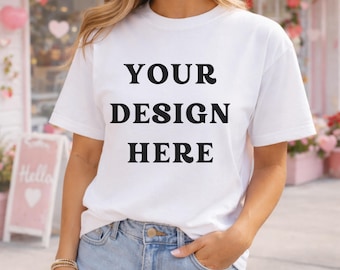 Comfort Colors 1717 White T Shirt Mockup | Valentine Lifestyle Mockup | Unisex Tee Shirt Mockup PNG