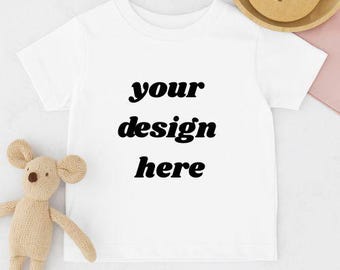 Bella Canvas 3001T Toddler Mockup, White T-Shirt PNG, Digital Flat Lay Shirt Mockup for Kids Clothing, Toddler Shirt Mockup PNG
