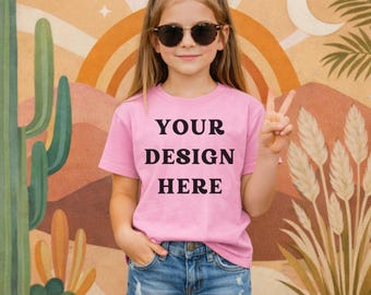 Comfort Colors 9018 Blossom Mockup PNG, Youth T Shirt Mockup, Kids Shirt Mockup, Girl TShirt Mockup, CC9018 Mockup