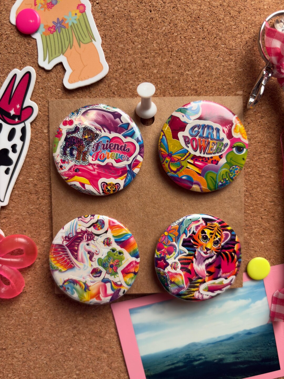 Lisa Frank Sticker Pinback Button 4 Pack - Etsy