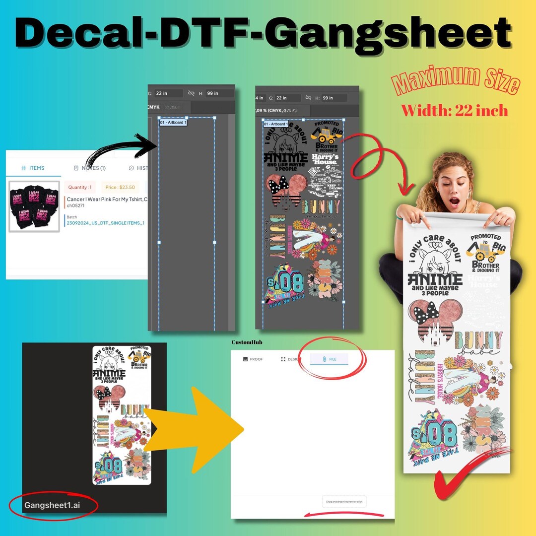 Custom DTF Gang Sheet Transfer: Ready to Press Bulk Prints - Etsy