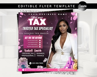 Tax Preparation Flyer, Tax Flyer, Tax Season, Tax Prep Season Flyer, Accountant Flyer, Tax Prep Instagram Template, Canva Editable
