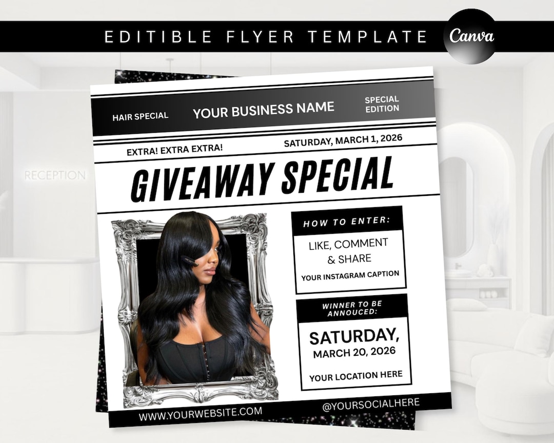 Hair Raffle Raffle Giveaway Flyer Hair Raffle Beauty Flyer Hair Special Flyer ...