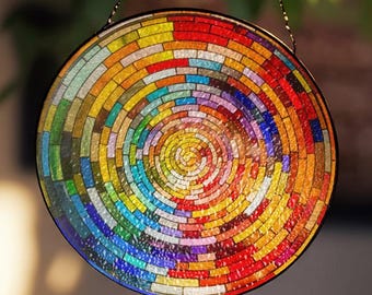 Acchiappasole in cristallo con coda a spirale, arcobaleno