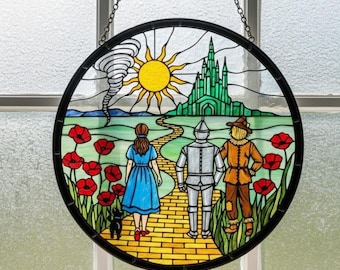 Emerald City Yellow Brick Road, Wizard of Oz Stained Glass Suncatcher, Wizard Of Oz Gift, Wicked Emerald City Decor, Emerald City Suncatcher