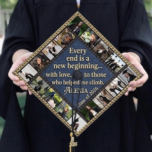 Personalisierte Foto-Abschluss-Cap-Topper 2026, benutzerdefinierte graduierte Kappe mit Fotos, Abschluss-Hutdekoration, Klasse von 2026 Geschenk