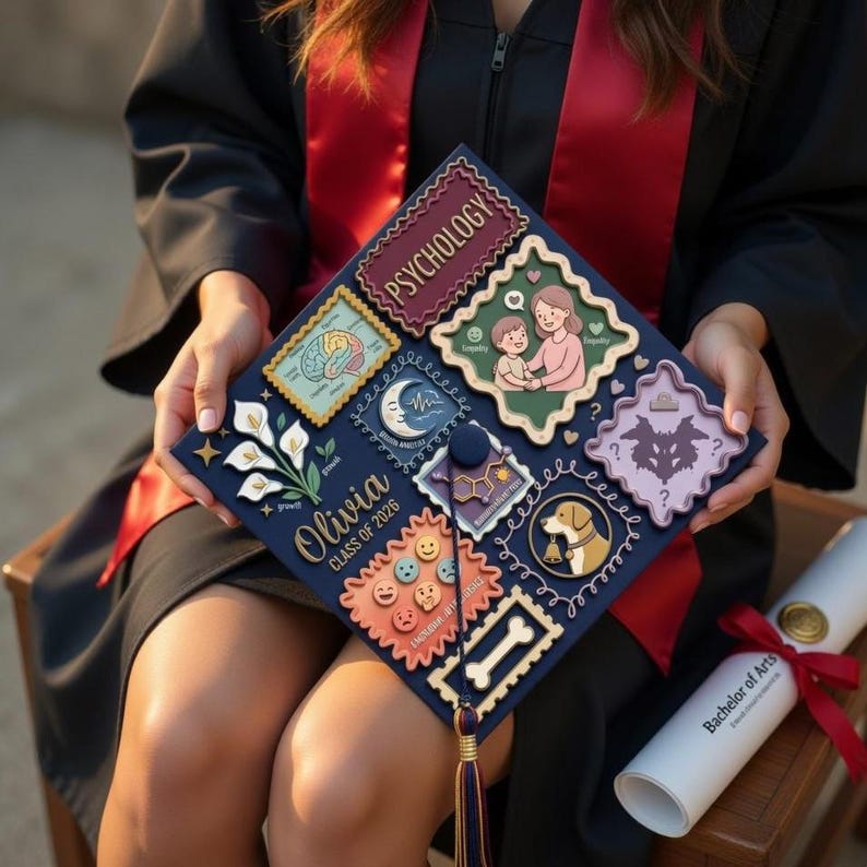 Custom Psychology Graduation Cap Topper, Personalized Psych Major Grad ...