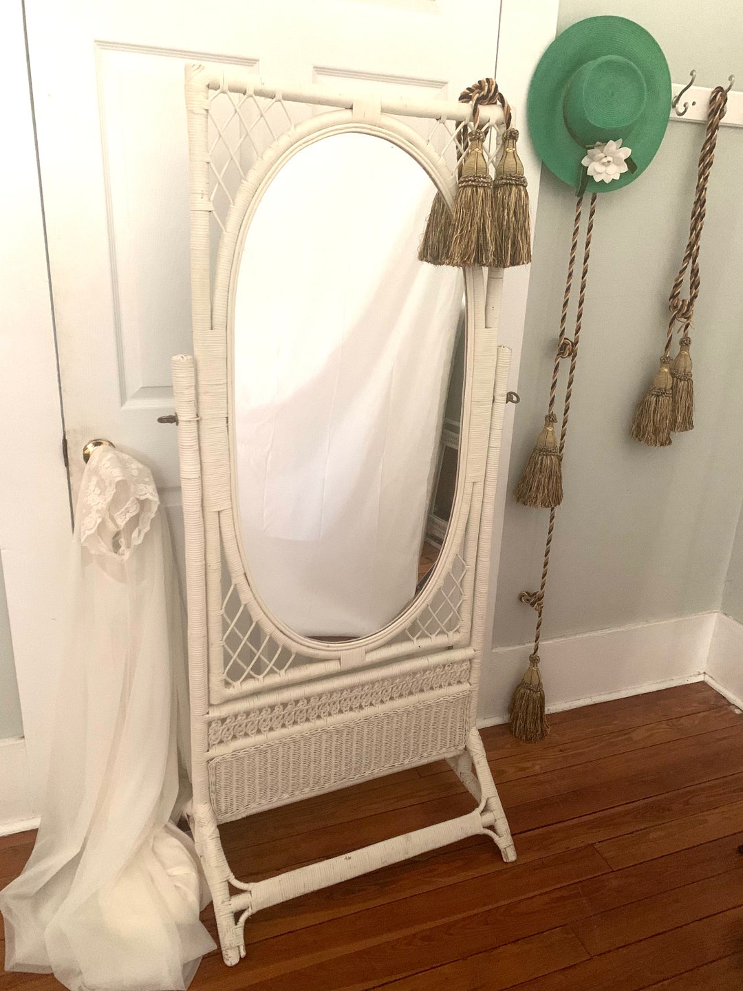 Boho Floor Mirror Rattan Dressing Mirror Rattan Floor Etsy