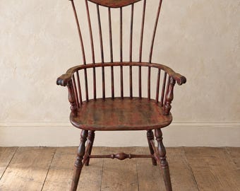 Vintage Painted  Windsor Chair  | Distressed Farmhouse Accent Seating