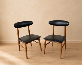 Vintage Ethan Allen Sculptural Walnut Dining Chairs | Organic Modern Wood Set