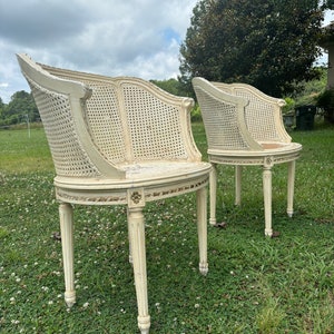 French Provincial Barrel Chairs , Antique Double Cane Side Chairs, Free Shipping
