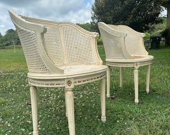 French Provincial Barrel Chairs , Antique Double Cane Side Chairs, Free Shipping