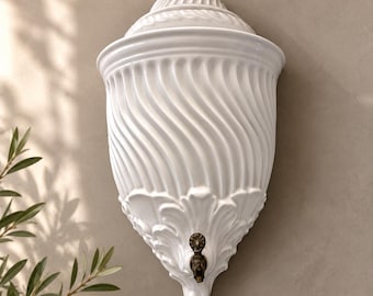 Vintage Ceramic Wall Architectural piece| French Country Fluted Acanthus Leaf Accent