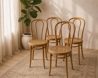Vintage ZPM Radomsko Bentwood Cane Chairs Pair | Original Labeled Polish Bistro Chairs | European Cafe Dining Chairs | Thonet Style