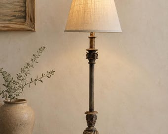 Vintage Ornate Brass Table Lamp | 36" European Style Column Lighting