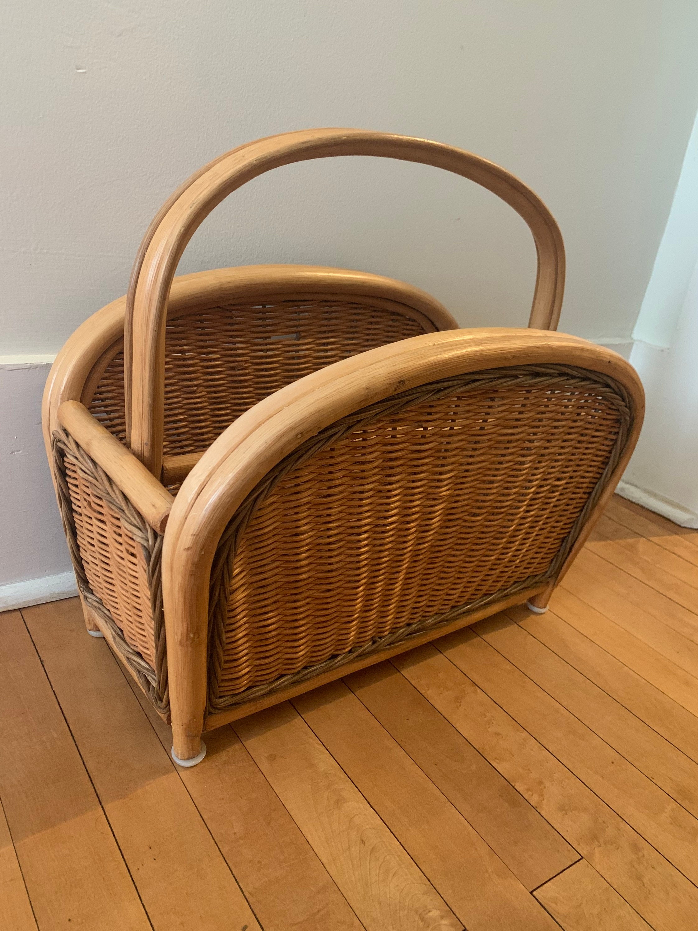 Rattan Magazine Holder // Boho Magazine Rack //wicker Magazine Holder