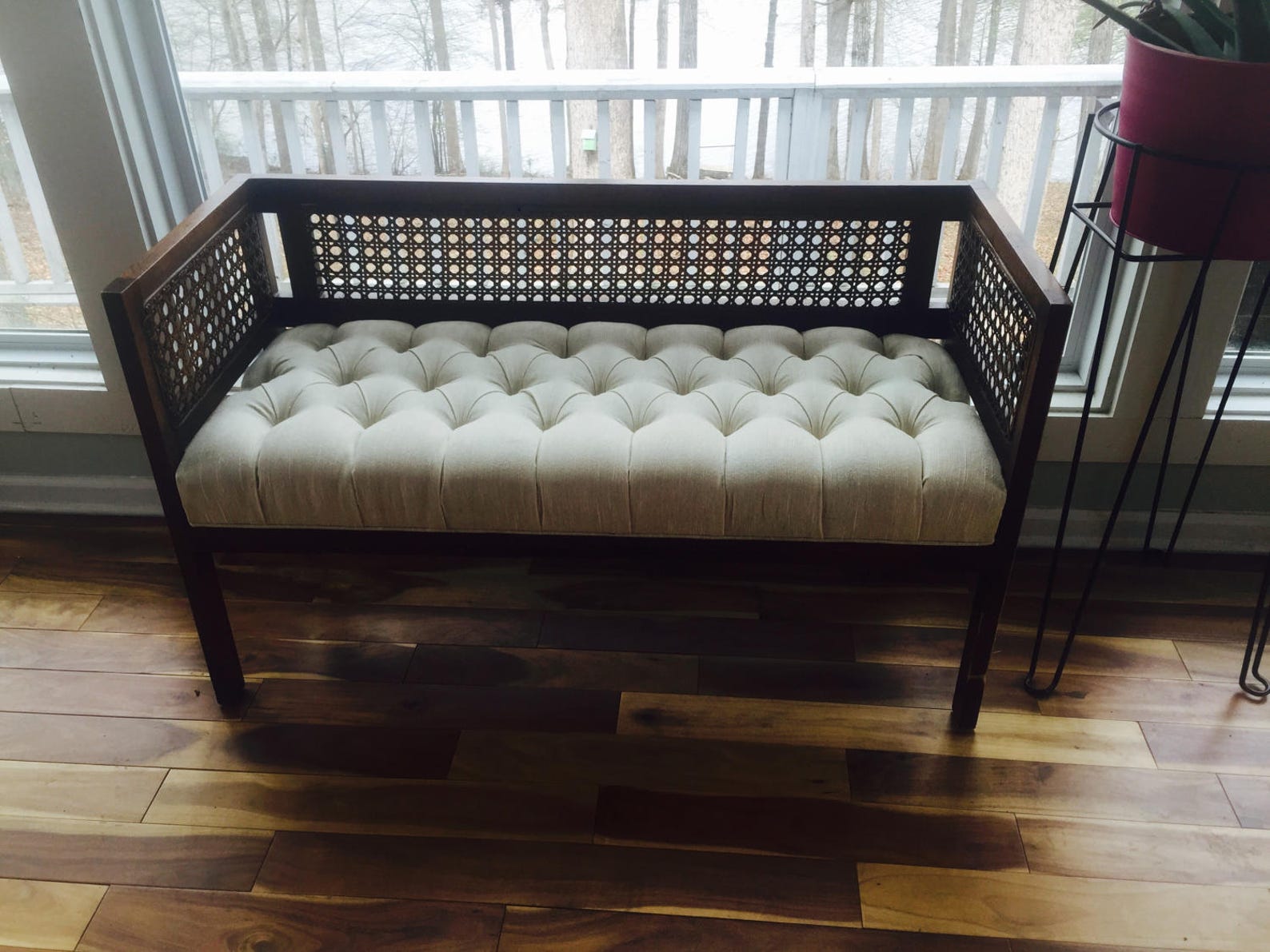 Vintage Cane Bench //Tufted Cane Bench//Entryway Furniture Etsy