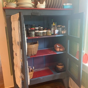 Antique Pie Safe // Antique Towel Cabinet  // primitive pie safe //Wooden Storage Cabinet