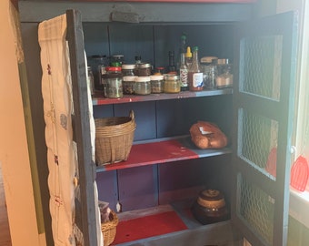 Antique Pie Safe // Antique Towel Cabinet  // primitive pie safe //Wooden Storage Cabinet