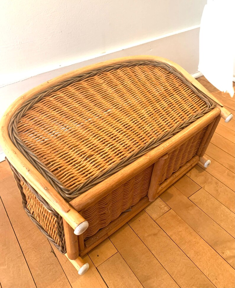Rattan Magazine Holder // Boho Magazine Rack //wicker Magazine Holder