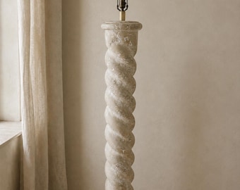 Vintage Twisted Barley Floor Lamp, White Plaster Architectural Column Lamp