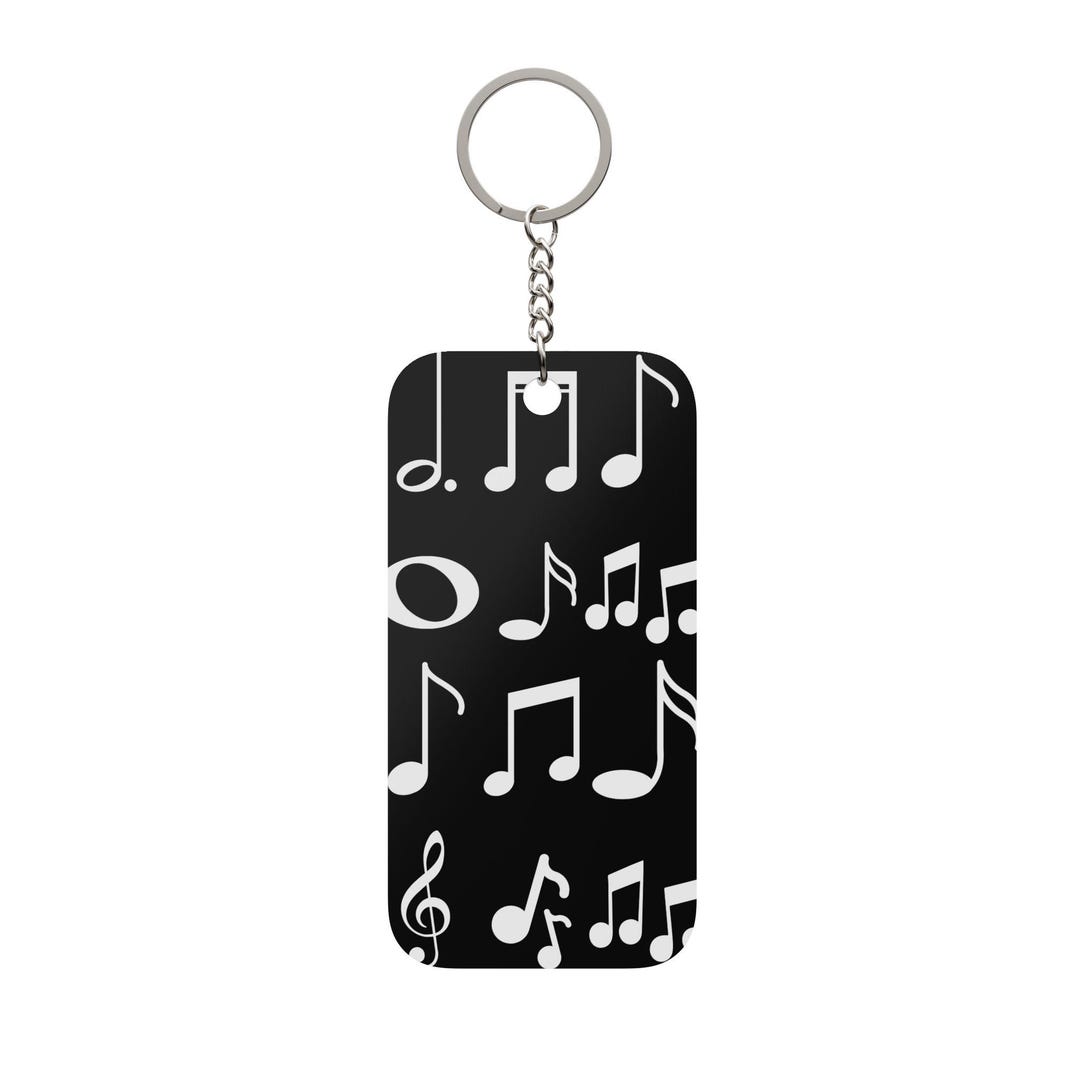 White Music Notes Pattern Keychain - Etsy