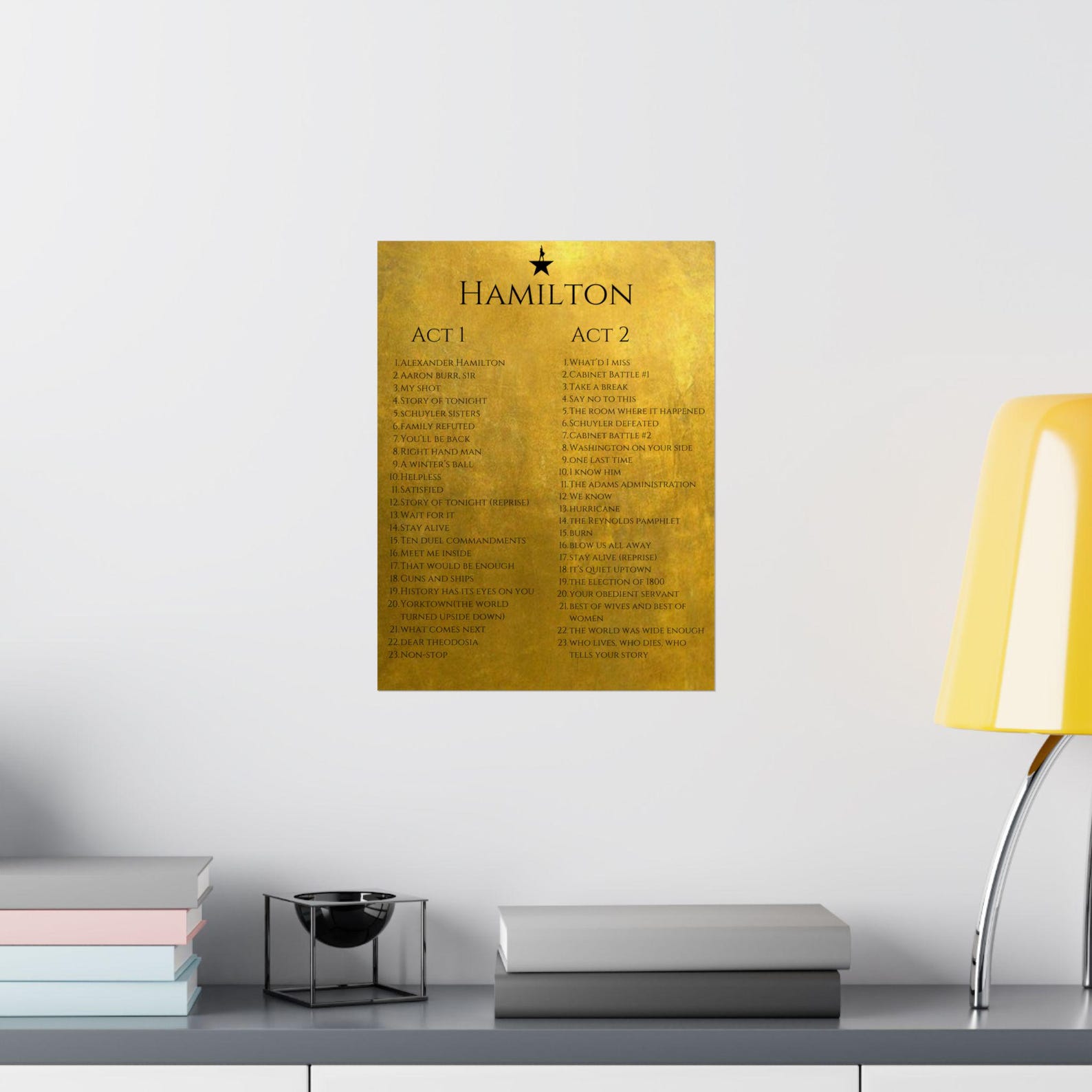 Hamilton Act I & Act 2 Poster Matte Vertical | Musical Lyrics Tracklist ...