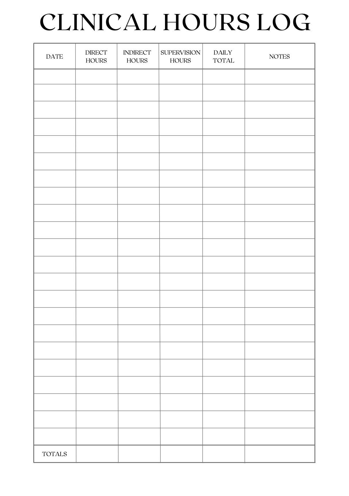 Clinical Hours Log | Internship & Practicum Tracker (PDF Pattern) - Etsy