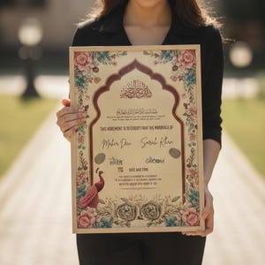 Paquete de Certificado Nikkah de Lujo, Plantilla de Contrato Nikkah Premium, Certificado Editable, Contrato Nikkah de Oro Digital, Nombre Nikkah Islámico