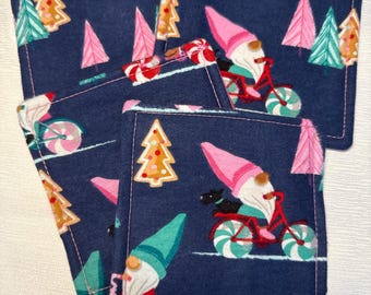 Christmas Gnomes Mug Rugs Coaster Set of 4