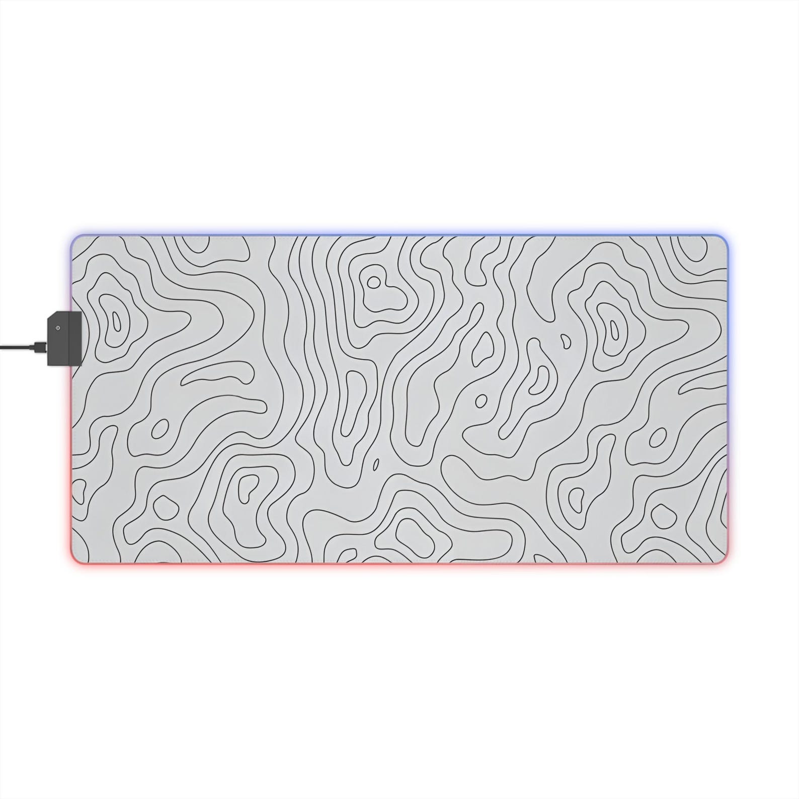 White Topographic RGB Mouse Pad | LED Light up Gaming Desk Mat ...