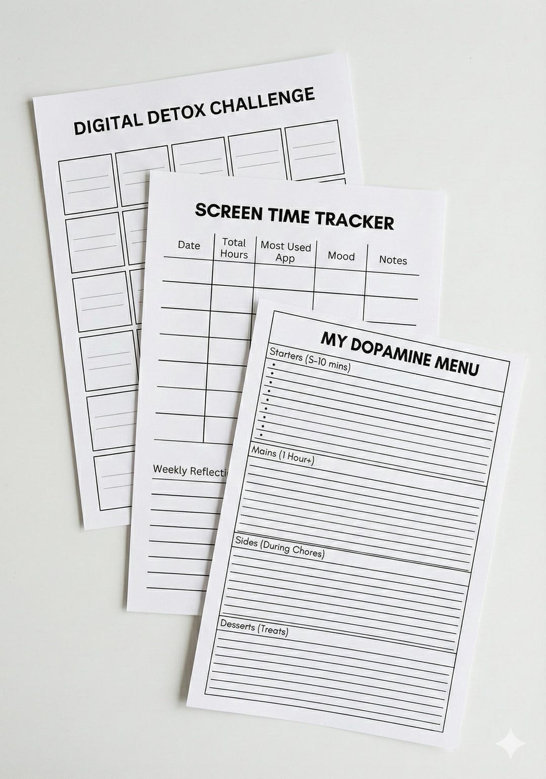 Screen Time Tracker Printable & Remarkable Template | Digital Detox ...