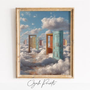 Surreale antike Türen Wolkengebilde Kunstdruck - Traumhafter Fantasy stimmungsvoller Himmel (Digitaler Download)