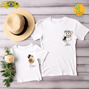 Family Halloween T-shirt set | Matching shirts for mom and dad | Personalized family T-shirts with names