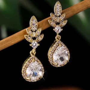 Elegant Cubic Zirconia Drop Earrings for Women, Sparkling Crystal Bridal Earrings, Wedding Party Jewelry, Classic Dangle Earrings, Gift for