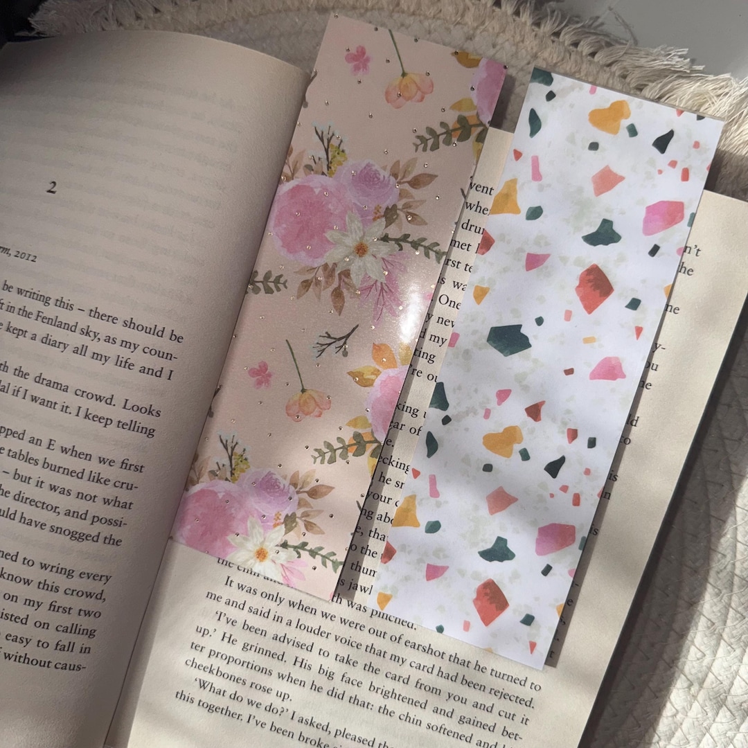 Handmade Double-sided Laminated Bookmark – Floral & Terrazzo Design ...