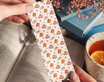 Coquette Teddy Bookmark: Fall Pumpkins, Hard Laminated