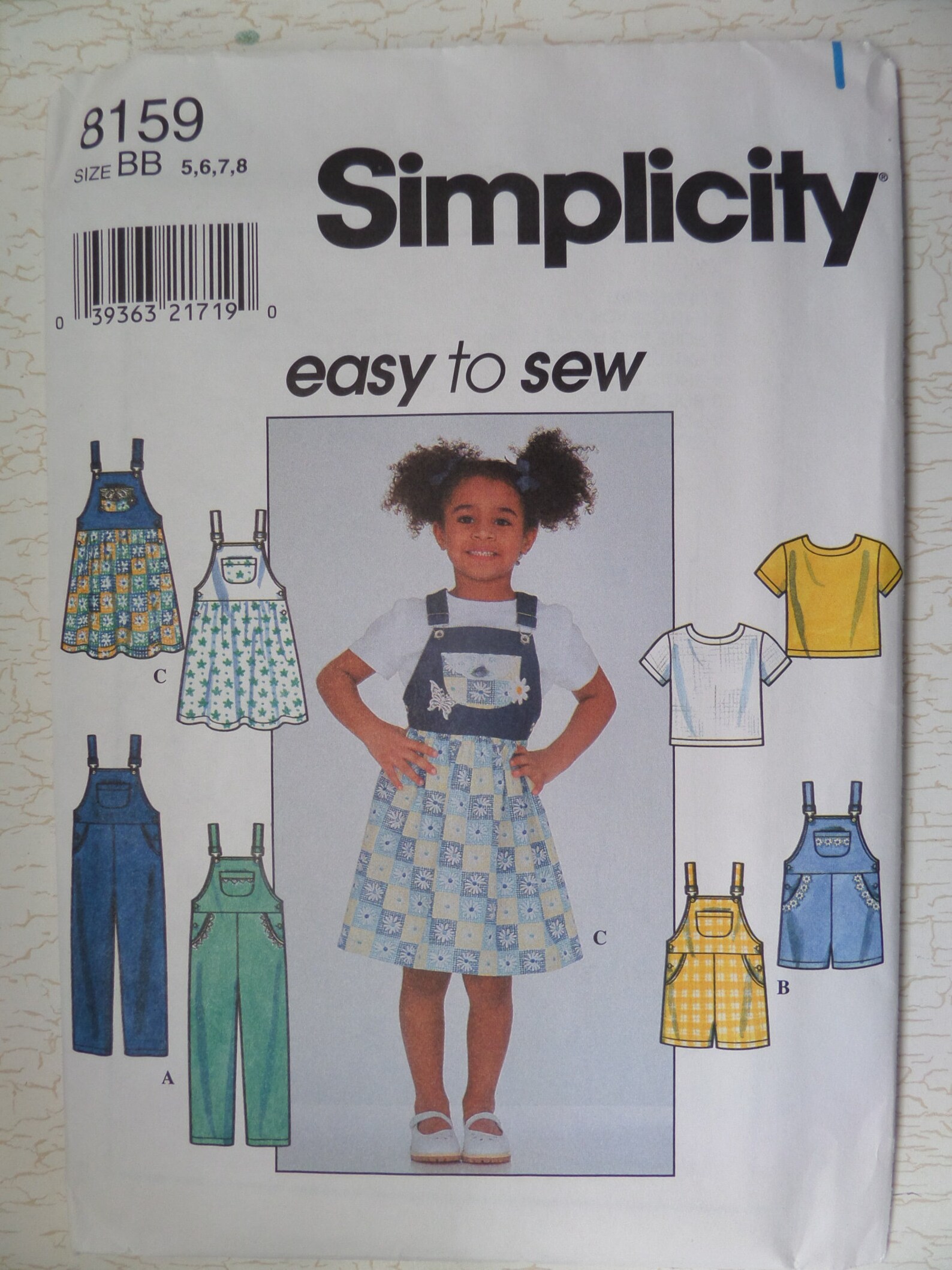 BIB OVERALLS Pattern Simplicity 8159 Girl Sizes Bibbed Etsy