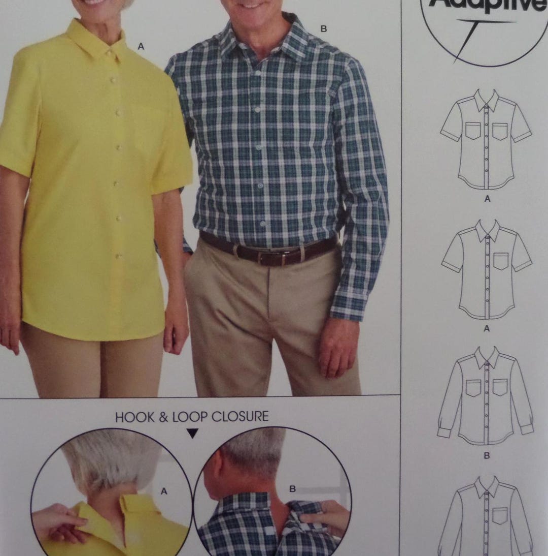 Adaptive Shirt Pattern: Simplicity 9487, Unisex XS-XL, Uncut, Hook ...