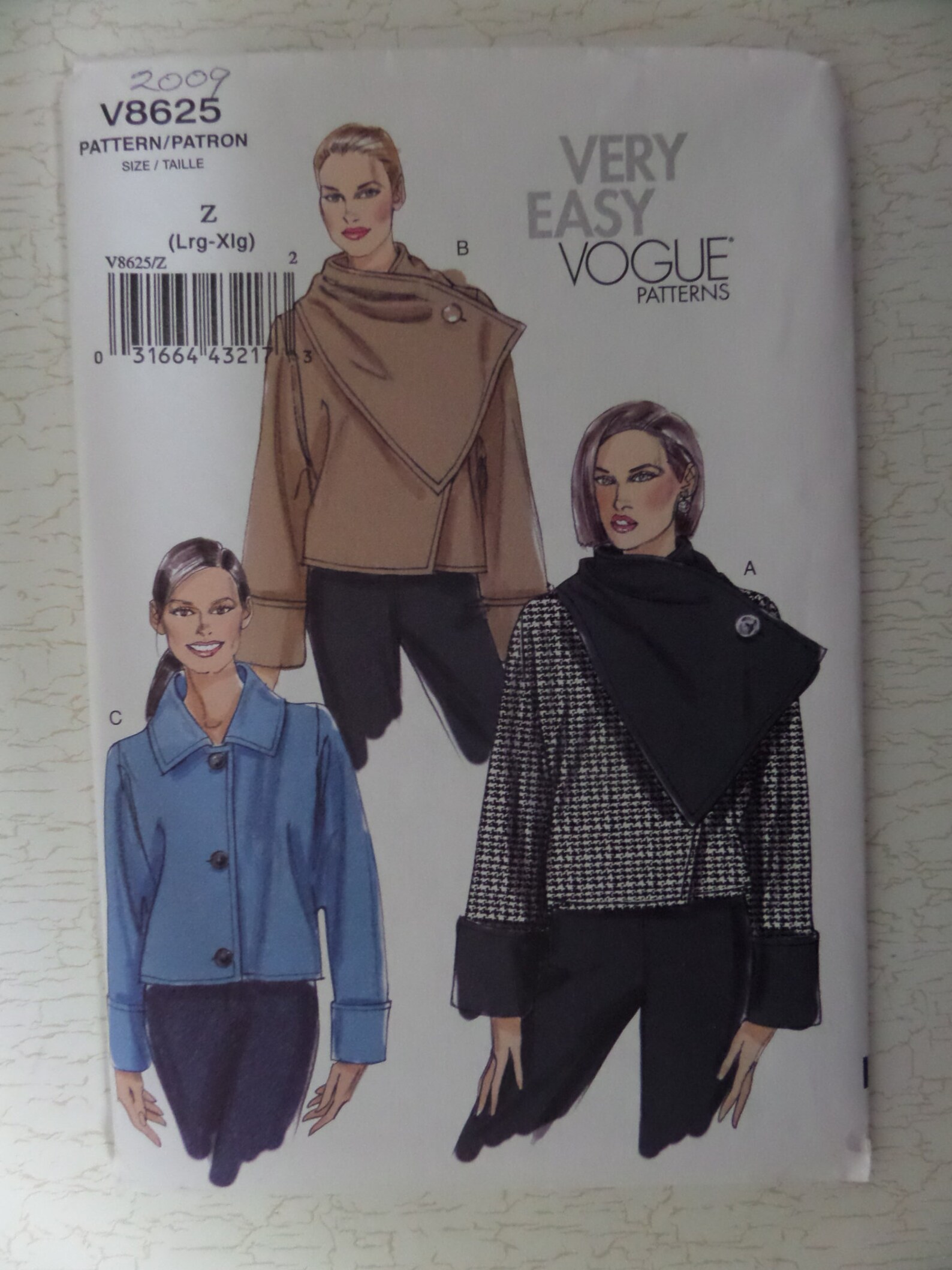 Kimono SLEEVE JACKET Pattern Vogue 8625 Miss LXl Etsy