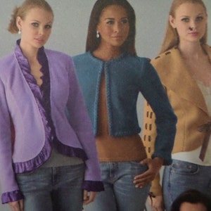 Fleece Jacket Pattern: Simplicity 4029, Miss Sizes, Uncut, Ruffles, Cropped, Tie Close, Sewing Patterns, WhiletheCatNaps