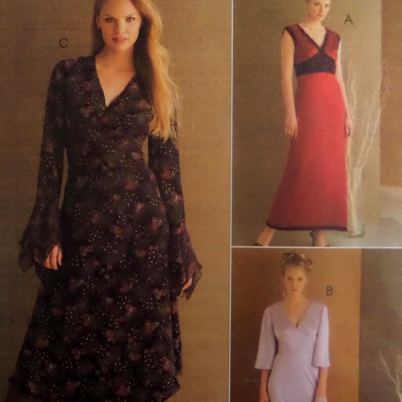 Midriff Dress Pattern: Mccalls 4586, Miss 12-18, Uncut, V-neck, Shaped ...