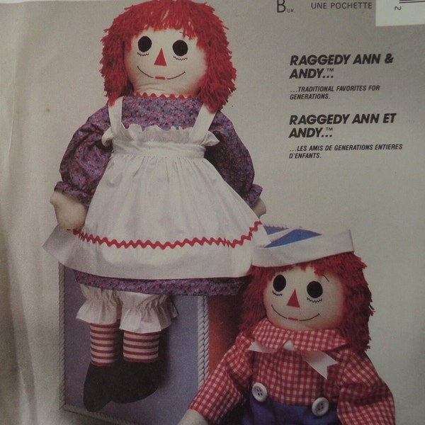 RAGGEDY ANN and ANDY Pattern • McCalls 5567 • 36 Inch Dolls • Soft Stuff Ann Dolls • Raggedy Andy Doll • Craft Patterns • WhiletheCatNaps