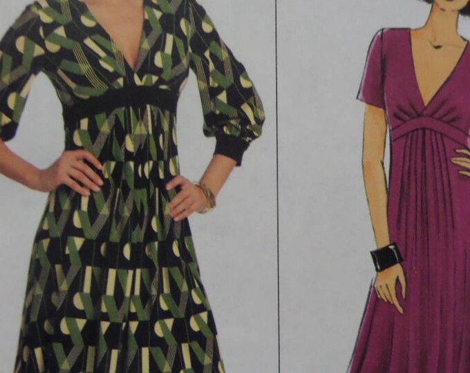 Butterick 5242 MIDRIFF DRESS Pattern • Miss 8-14 • V Neck Dress ...