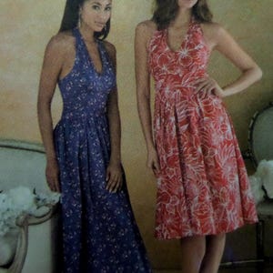 Midriff Band Dress Pattern: Simplicity 3823 | 0641, Miss 6-14, Uncut, Halter Bodice, Balloon Hem, Sewing Patterns, WhiletheCatNaps